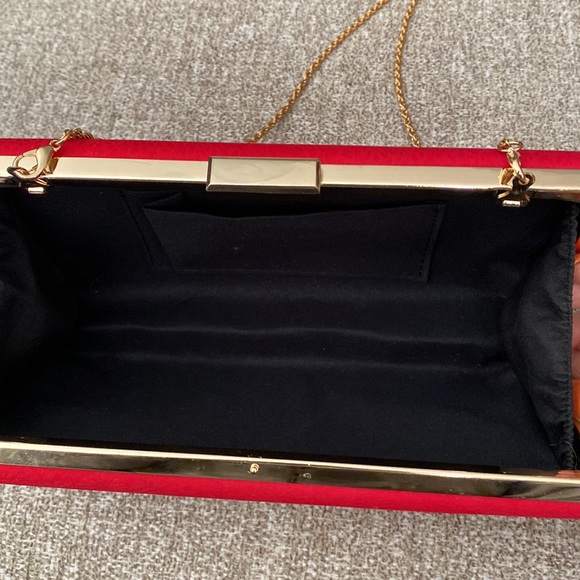 Red Synthetic Embroidered Clutch Purse - Picture 10 of 10